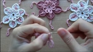 Уроки вязания - Цветок крючком - Ирландское кружево - Flower for Irish lace - How to crochet flower