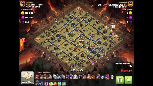 Mass Royal Ghost war attack | Skeli donut lalo | Qc hybrid | Th14 | Savage Skull | Clash of Clans смотреть онлайн