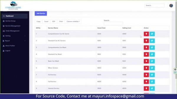 Car service center management system | Car wash management system php | PHP Source Code