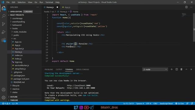 25. Manipulating CSS with React ll React JS full Playlist ll Brainy Bhai смотреть онлайн