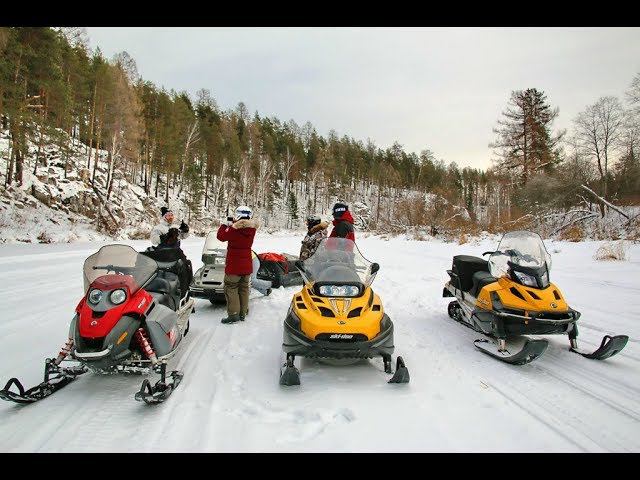 Видеогид снегоходного тура вдоль реки Чусовая. Снегоходные туры на Урале. смотреть онлайн