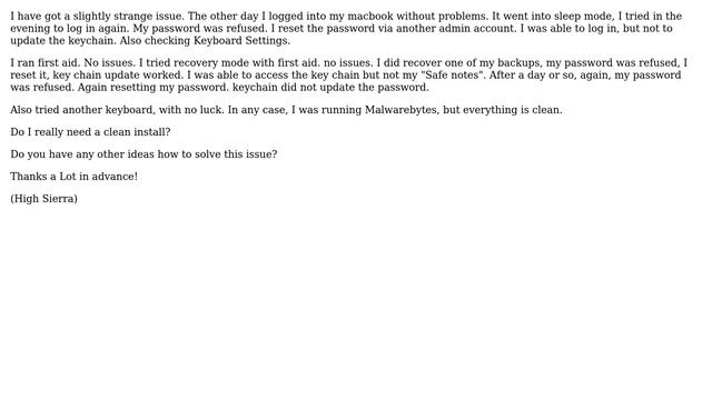Apple: Admin Password refused