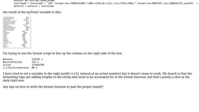 ArcMap Python script format string padding to line up multiple lines of string with variable... смотреть онлайн