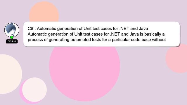 C# : Automatic generation of Unit test cases for .NET and Java смотреть онлайн