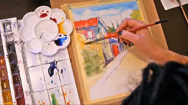 Пейзаж акварелью. Юлиана Данилина смотреть онлайн