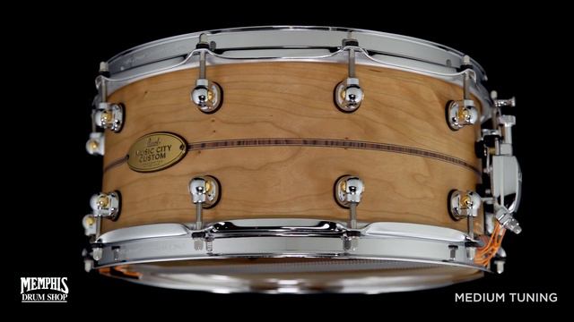Pearl 14x6.5 Music City Custom Solid Cherry Snare Drum with Kingwood Center Inlay (MCCC1465S-C1001) смотреть онлайн