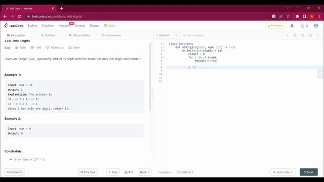258. Add Digits with Python | Leetcode with Python #leetcode #pythontutorial #technology #coding смотреть онлайн