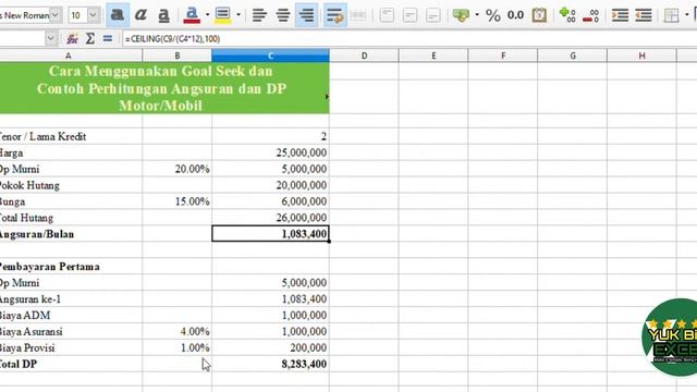 Cara Menggunakan Goal Seek di Excel & Cara Perhitungan Angsuran / DP Kredit Kendaraan Motor / Mobil смотреть онлайн