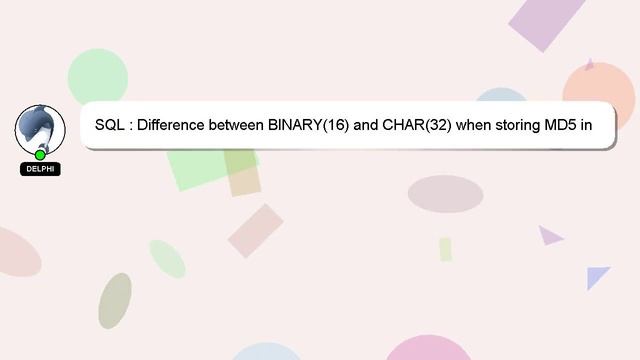 SQL : Difference between BINARY(16) and CHAR(32) when storing MD5 in database смотреть онлайн