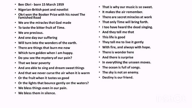 An African Elegy by Ben Okri Summary in Tamil смотреть онлайн