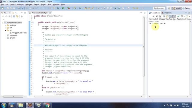 Java wrapper class (compareTo method) | Java Tutorial смотреть онлайн