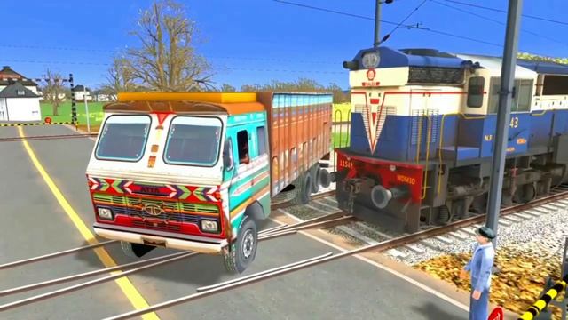 Crazy Driver Stopped two Trucks on Track and Stops the train in train simulator смотреть онлайн