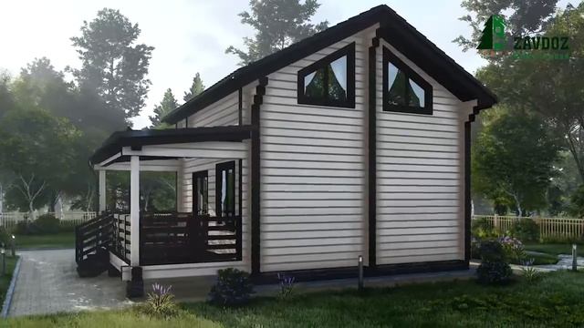 Деревянный дом из клееного бруса. Проект дома 14017. смотреть онлайн