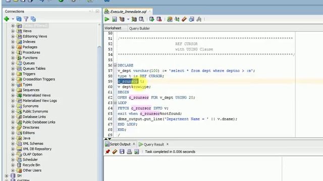 PL/SQL Tutorial : REF CURSOR with USING Clause смотреть онлайн
