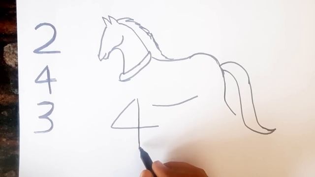 Horse Drawing from 243 Number // Easy Horse Drawing // Number Turns into Drawing смотреть онлайн