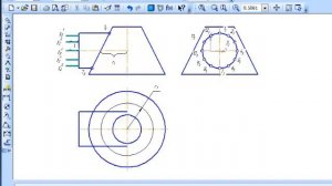 Пересечение двух поверхностей вращения - конуса и цилиндра