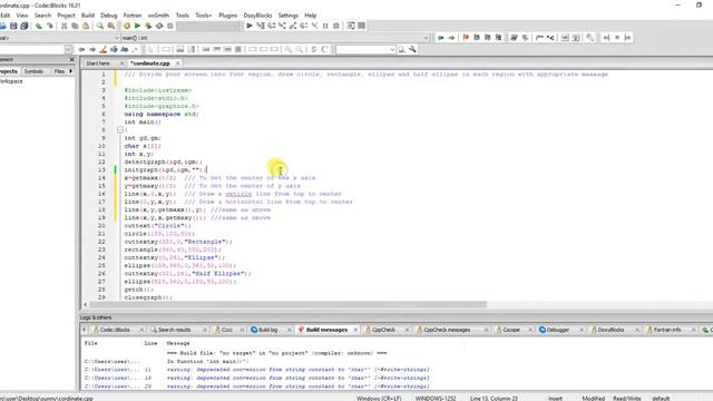 C++ program Divide screen into four region, draw circle, rectangle, ellipse and half ellipse смотреть онлайн