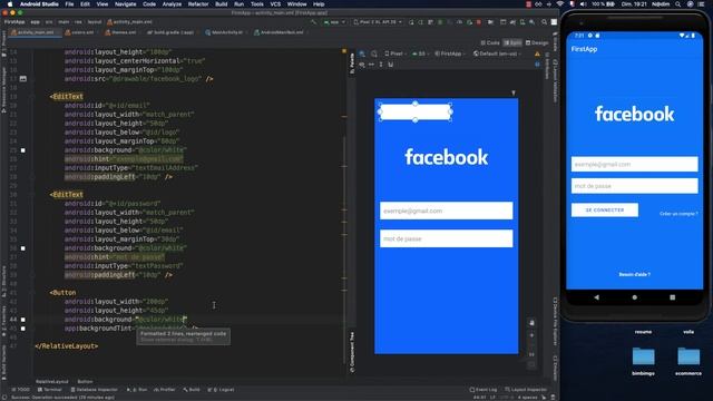 #8 Formation Développeur Android - RelativeLayout - Créer la page d'authentification de Facebook смотреть онлайн