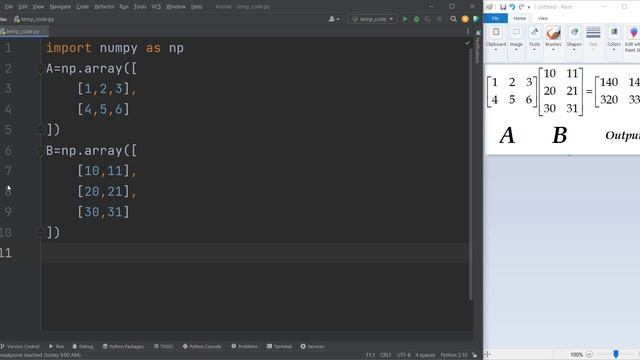 Matrix Multiplication in Python using NumPy (using @ operator, matmul and dot) смотреть онлайн