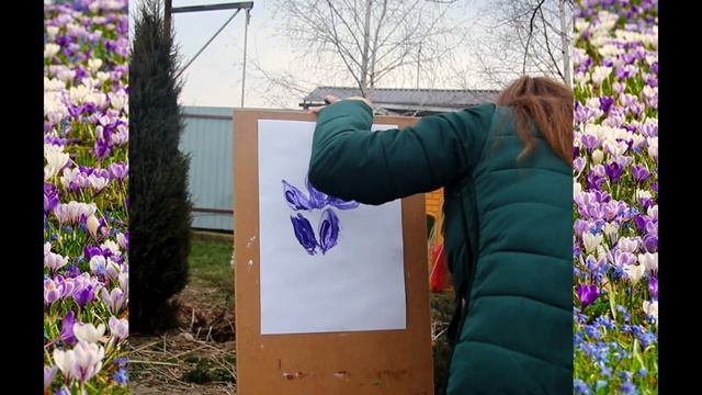 Мастер-класс Дарьи Лазько по рисованию мастихином _Крокусы_ смотреть онлайн