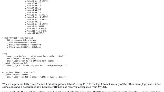Databases: PHP MySQLi Lock Tables Query Sometimes Does Not Complete смотреть онлайн