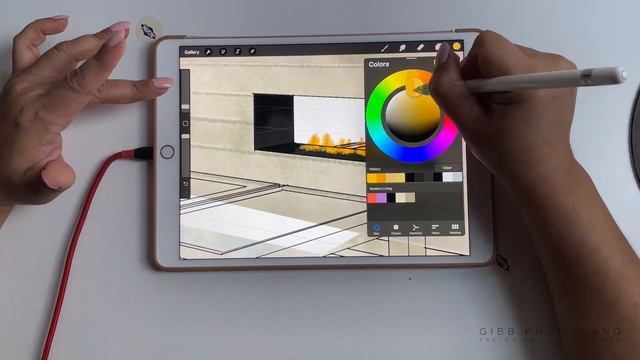 How to sketch a conceptual perspective with Procreate for interior design - time lapsed demo смотреть онлайн