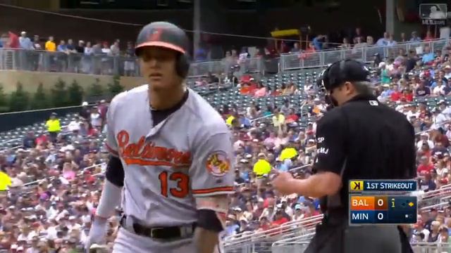 BAL@MIN: Gibson strikes out Machado in the 1st inning смотреть онлайн