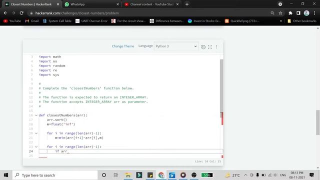 Closest Numbers | Python Hacker Rank Solution смотреть онлайн