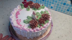 Торт на Новый год, который я сделала для своих близких.Крем бзк .