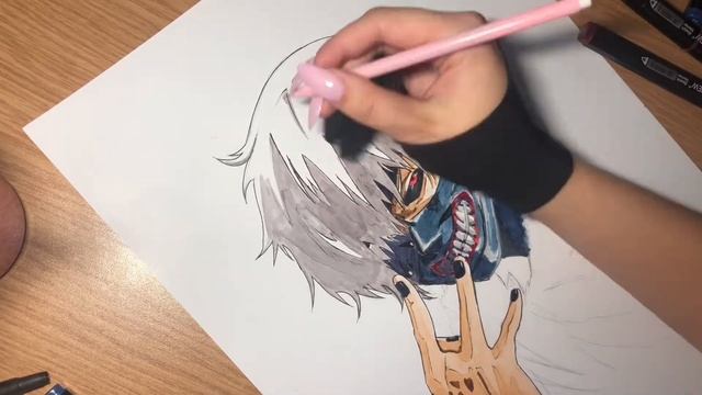 Рисую Канеки маркерами смотреть онлайн