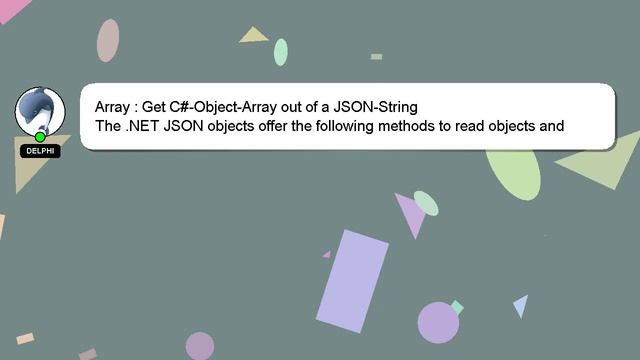 Array : Get C#-Object-Array out of a JSON-String смотреть онлайн