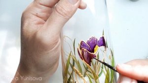 Мастер-класс. Витражная роспись по стеклу. Рисуем крокусы. (процесс росписи от А до Я)