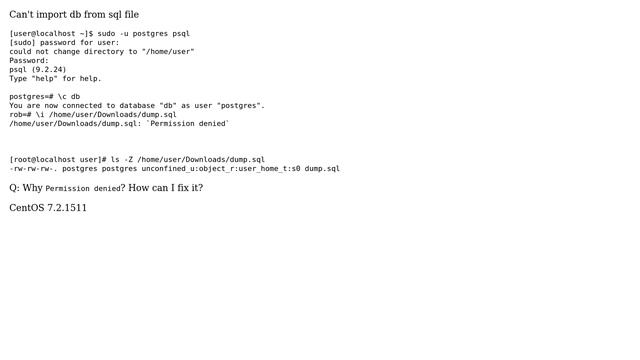 Databases: Postgresql sql import Permission denied! смотреть онлайн