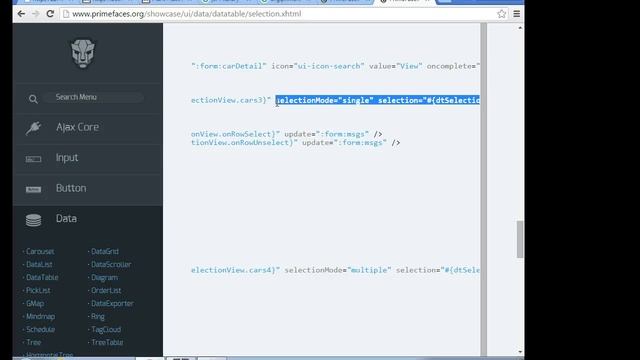 Use AJAX to select a row in a PrimeFaces dataTable смотреть онлайн