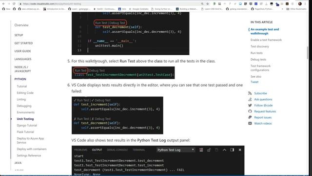 debug python unit test in vscode смотреть онлайн