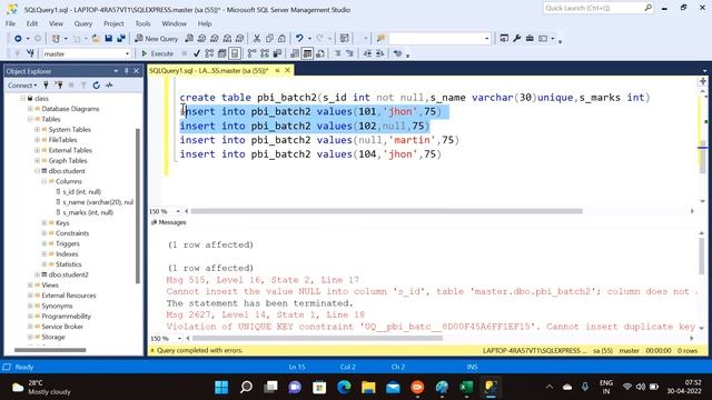 7.Constraints in SQL Server смотреть онлайн