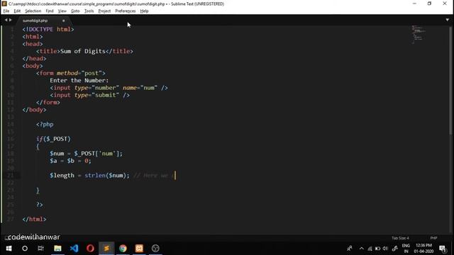 Sum of Digits using Form in PHP смотреть онлайн