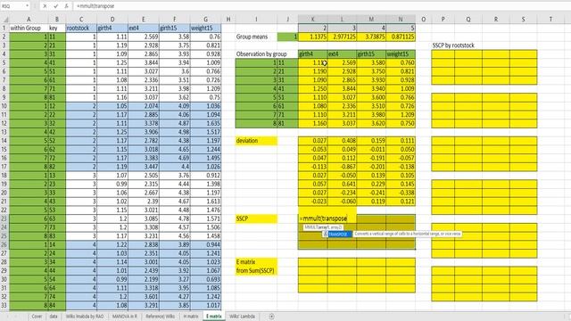 180 MANOVA : Wilks Lambda in Excel and R смотреть онлайн