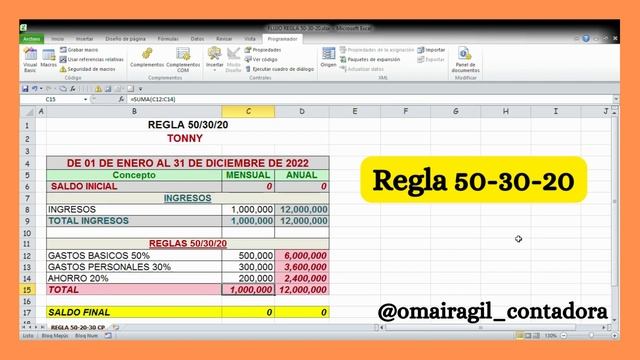 Regla 50-30-20 en Excel by OmairaGil смотреть онлайн