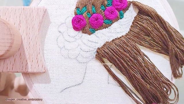 Vintage Bun Hairstyle Embroidery Beginners /Super Creative Embroidery Girl Hair Embroidery Tutorial смотреть онлайн