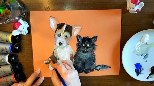 Как нарисовать собаку и кошку | How to draw a dog and a cat. смотреть онлайн