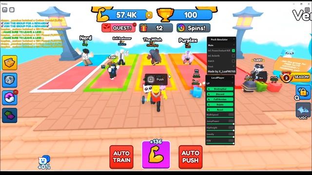 Roblox Push Simulator Script (Infinite Power, AutoPush, AutoRebirth) смотреть онлайн