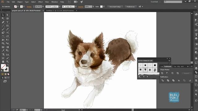 TIme Lapse Adobe Illustrator: Dog watercolor style смотреть онлайн
