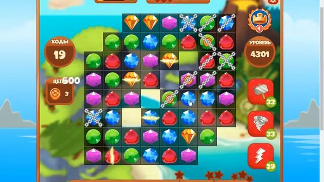 Как пройти 4301 уровень в игре Сокровища пиратов на 3 звезды смотреть онлайн