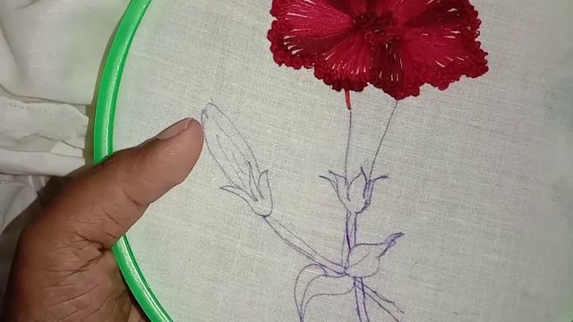 Hand embroidery: Hibiscus flower embroidery. long french knot. How to do long french knot. смотреть онлайн
