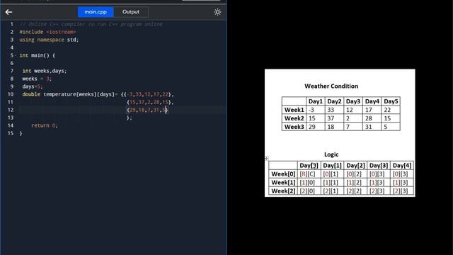 2 dimensional array (2d array) C++ смотреть онлайн