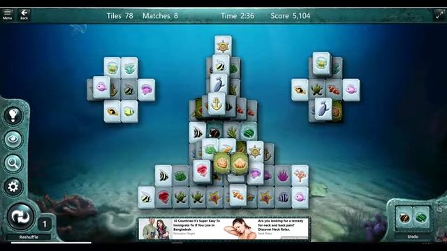 Tower Layout- Mahjong-Medium Step-Underwater-Microsoft Mahjong смотреть онлайн