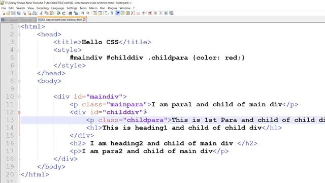 Descendant Class Selector in CSS (Hindi) смотреть онлайн