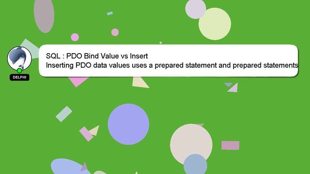 SQL : PDO Bind Value vs Insert смотреть онлайн