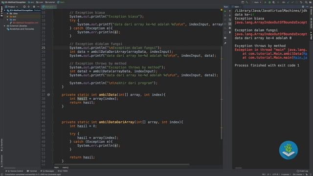 Belajar Java [Dasar] - 53 - Exception pada method (rantai exception) смотреть онлайн